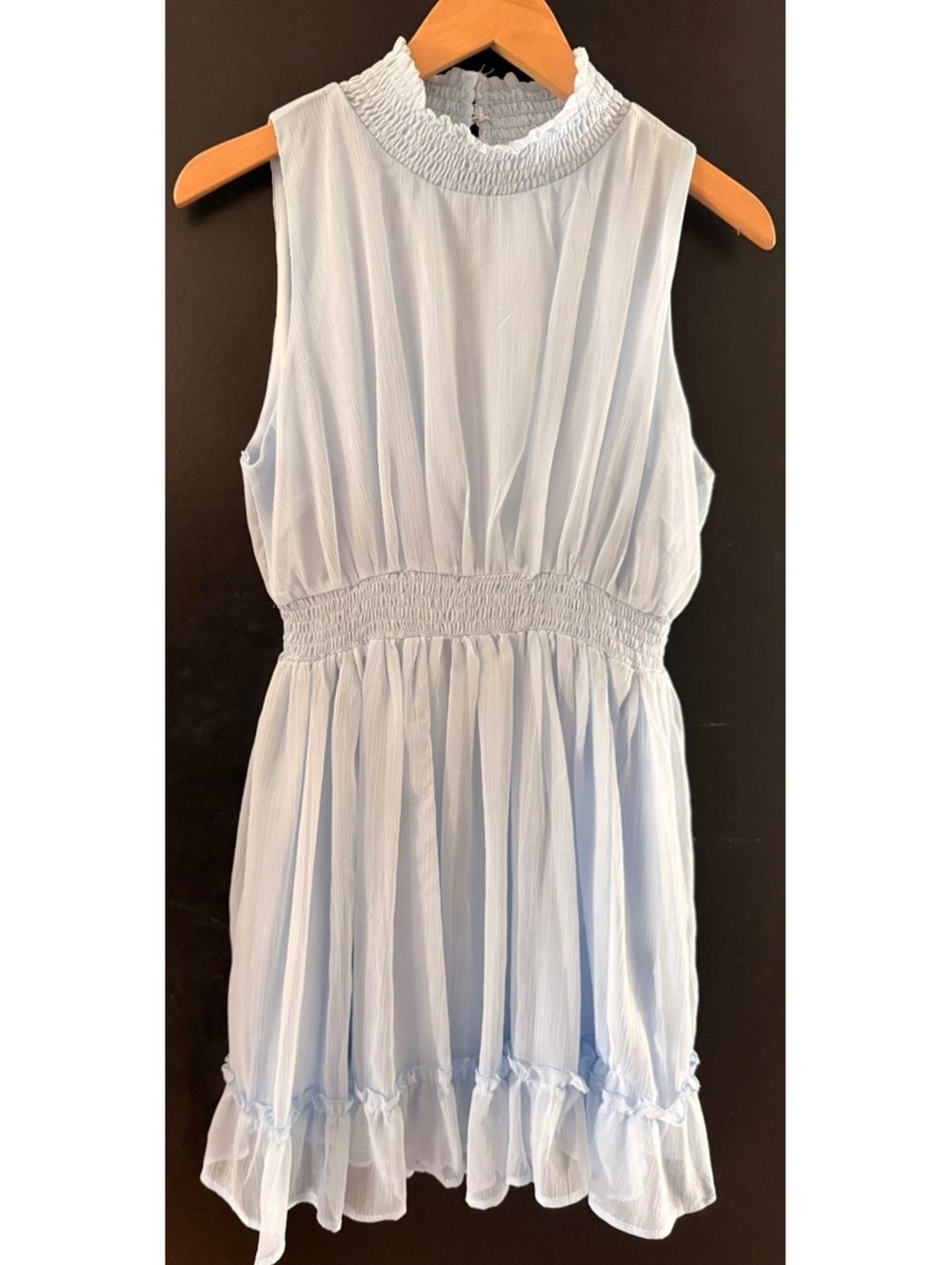 Altar’d State Light Blue Smocked Ruffle Mini Dress Size M